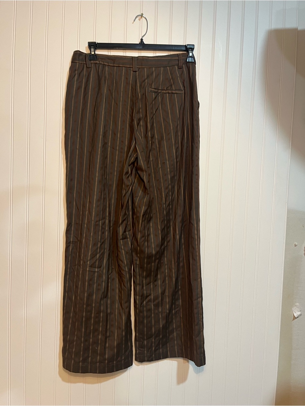 Reformation Carter Brown Pinstripe Wide Leg Pants - Picture 7 of 8